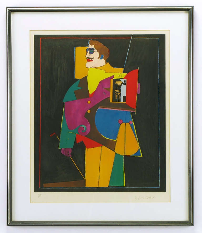 Richard Linder (1901-1978) Litografía firmada y numerada de una figura masculina de tres cuartos con foto insertada de una mujer en lingere negro. De la carpeta 