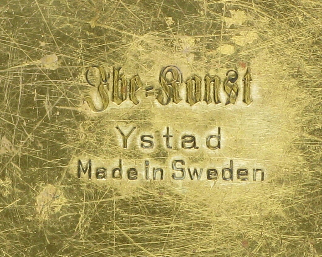 Mid-20th Century Four Ystad Of Sweden Brass Open Leaf Candlesticks