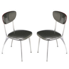 Vintage Impala Side Chairs In Aluminum & Silver Metalflake Upholstery