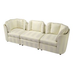 Hekman Modular Cream Stripe Silk/Cotton Sofa