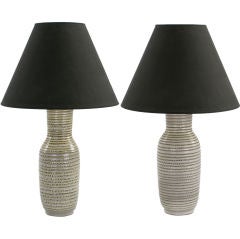 Pair Hand Thrown Pottery Table Lamps