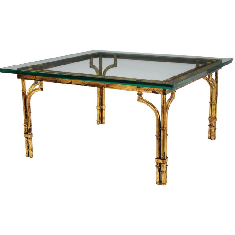 Patinated Gilt Metal Bamboo Coffee Table For At 1stdibs Patinated Gilt Metal Bamboo Coffee Table For