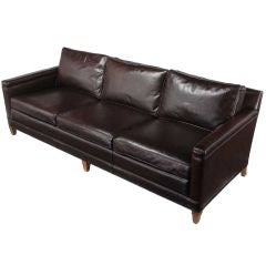 Heritage Chocolate Leather Upholstered Regency Sofa