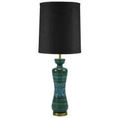 Hand Thrown, Blue & Green Glazed Pottery Table Lamp 11
