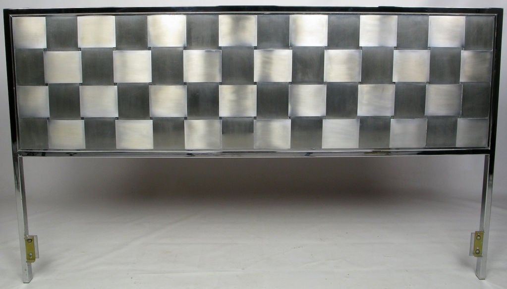 Pace Collection Chrome Basket Weave King Head Board