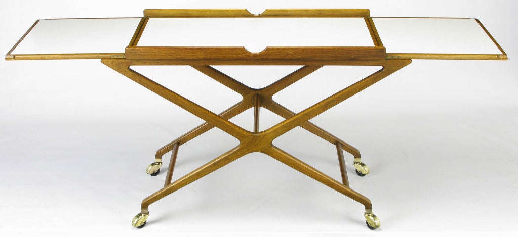 American Michael Taylor Bleached Walnut Bar or Serving Cart For Baker