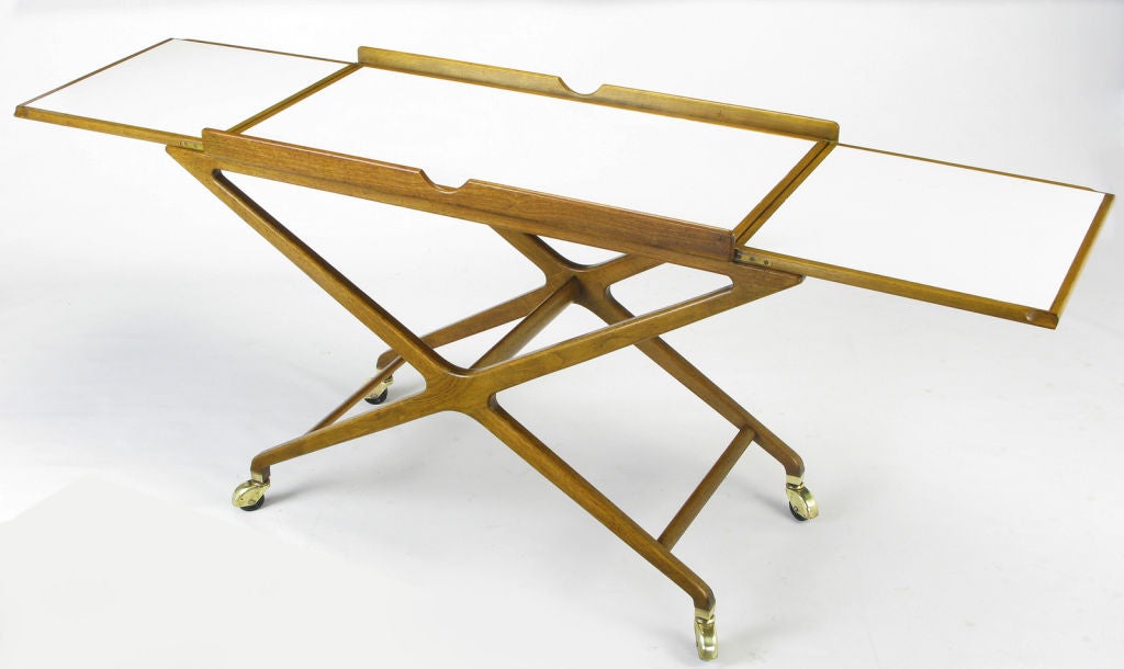 Mid-20th Century Michael Taylor Bleached Walnut Bar or Serving Cart For Baker