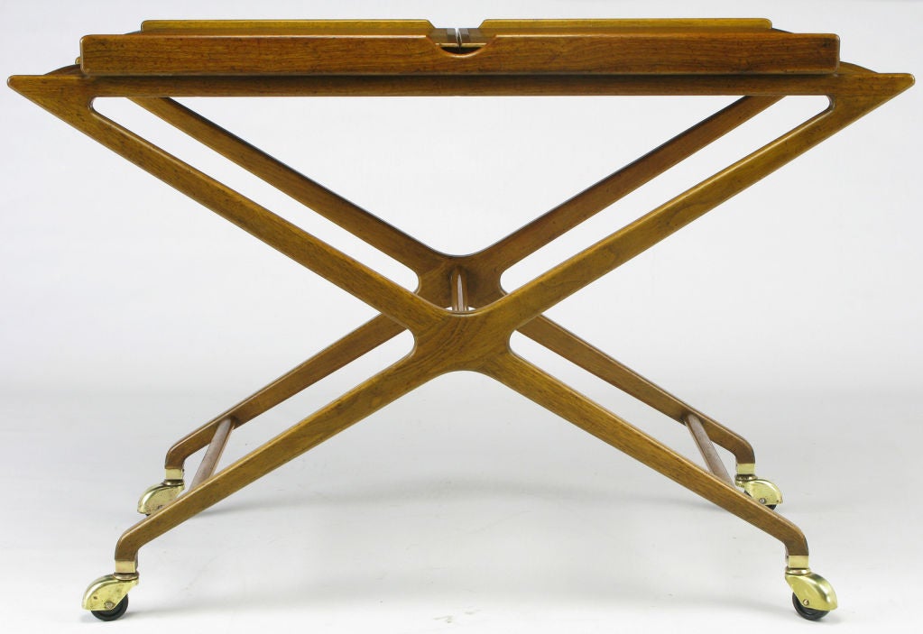 Michael Taylor Bleached Walnut Bar or Serving Cart For Baker 2
