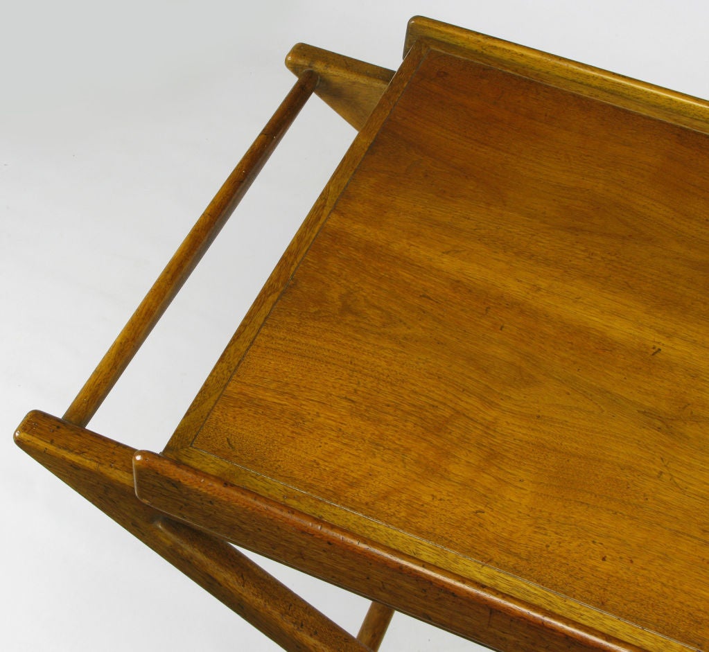 Michael Taylor Bleached Walnut Bar or Serving Cart For Baker 4