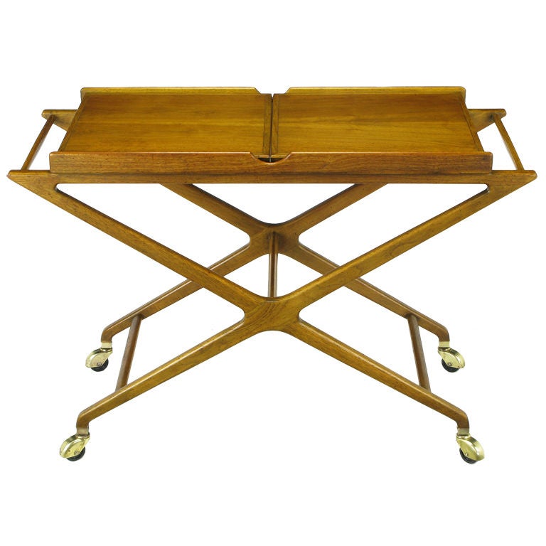 Michael Taylor Bleached Walnut Bar or Serving Cart For Baker