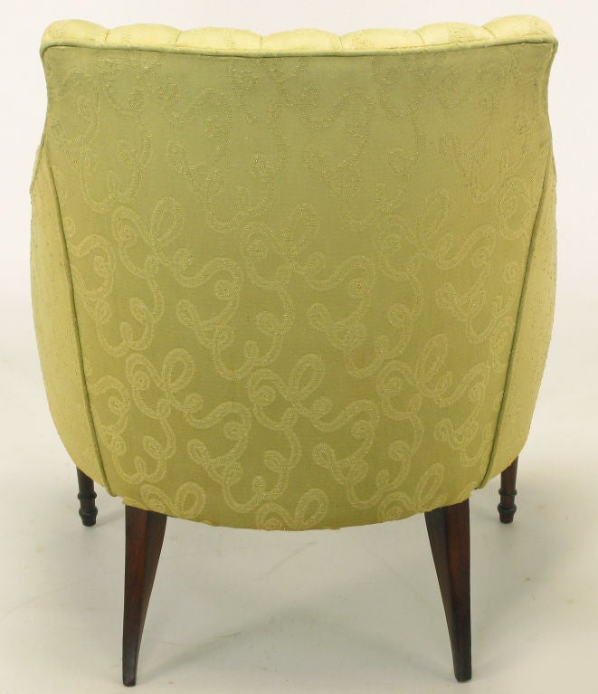 Pair 1940s Button Tufted Barrel Back Lounge Chairs 2