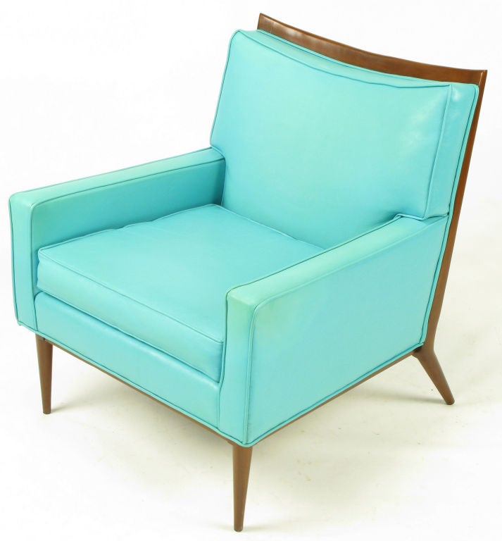 American Pair Paul McCobb Turquoise & Walnut Club Chairs