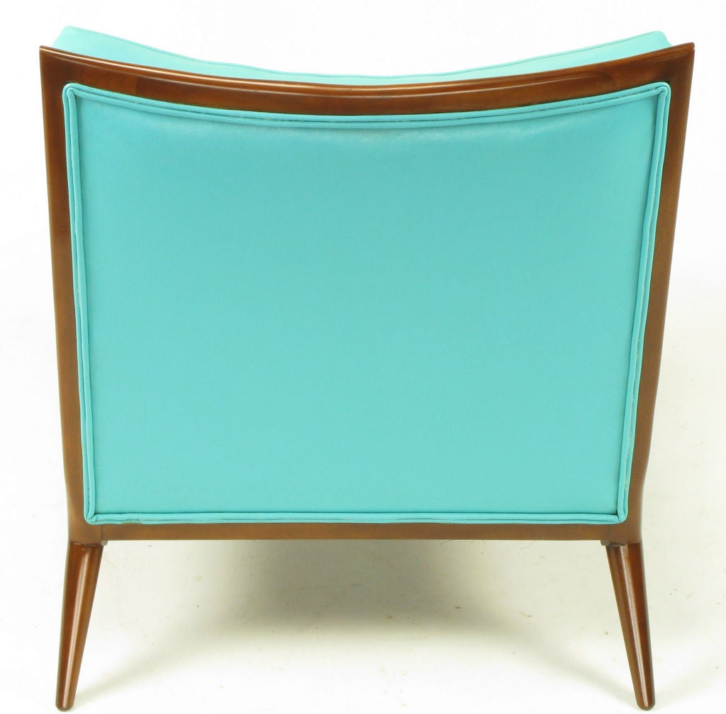 Pair Paul McCobb Turquoise & Walnut Club Chairs 3