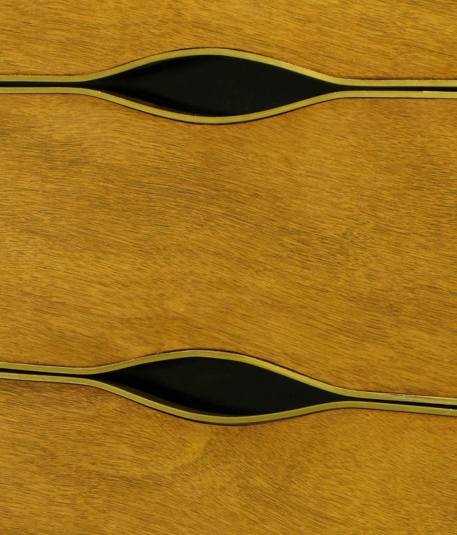 Bleached Walnut & Brass Three-Part Long Dresser 2