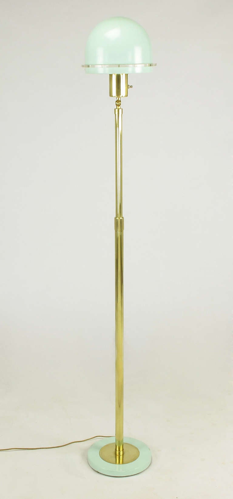 Art Deco Revival Brass & Robin's Egg Blue Articulated Floor Lamp In Good Condition In Chicago, IL