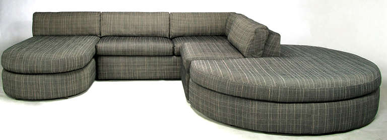 20th Century Jay Spectre Three-Piece Sofa and Ottoman in Gray Wool