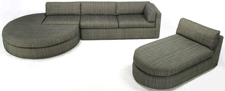 Jay Spectre Three-Piece Sofa and Ottoman in Gray Wool 1