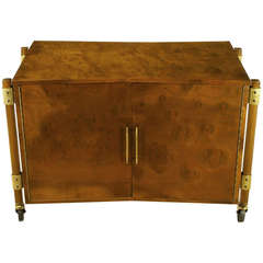 Harold Schwartz Burled Walnut Farfalla-Form Rolling Bar Cart 5