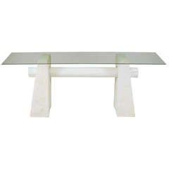 Rough Hewn Timber & White Plaster Console Table