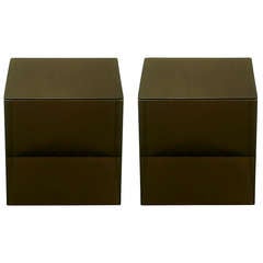 Pair Smoked Lucite Cube End Tables 6