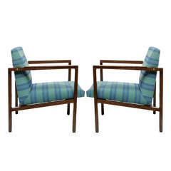 Pair of Edward Wormley Walnut Open-Arm Lounge Chairs 2