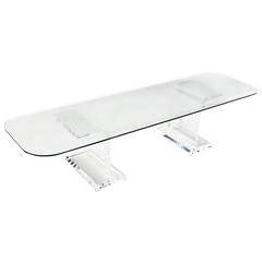 Thick Double Pedestal Lucite Base Coffee Table
