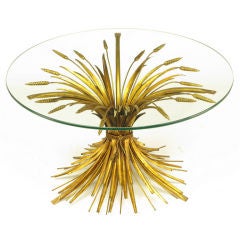 Round Gilt Iron & Glass Wheat Sheaf Table