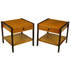 Pair Edward Wormley Walnut & Rosewood End Tables
