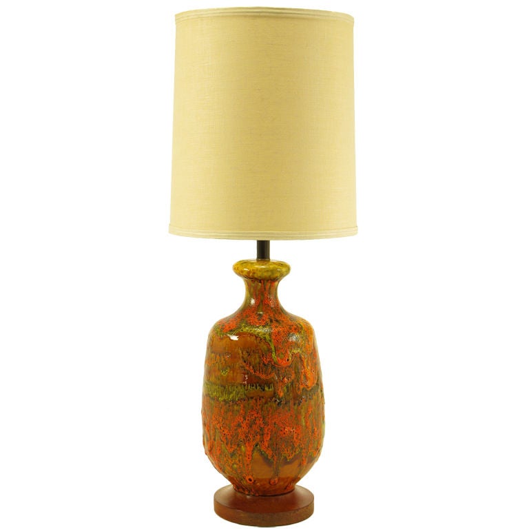 Lava Red Drip Glaze Hand Thrown Ceramic Table Lamp For At Lava Red Drip Glaze Hand Thrown Ceramic Table Lamp For