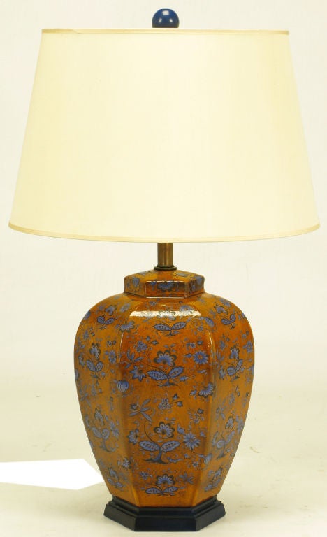 Frederick Cooper Umber Transferware Ceramic Jar Table Lamp