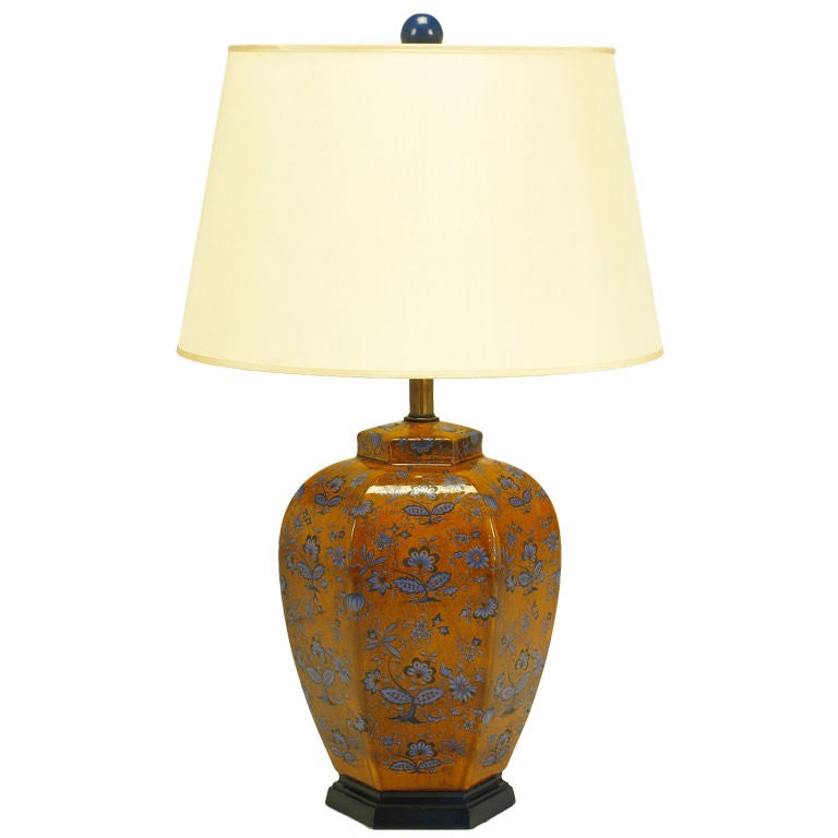 Frederick Cooper Umber Transferware Ceramic Jar Table Lamp