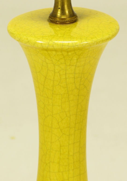 Canary Yellow Craquelure & Black Glazed Ceramic Table Lamp 1