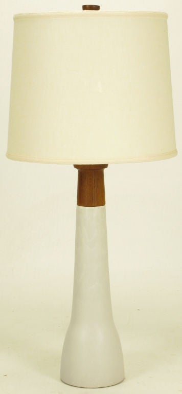 Gordon Martz For Marshall Studios Pottery & Teak Wood Table Lamp