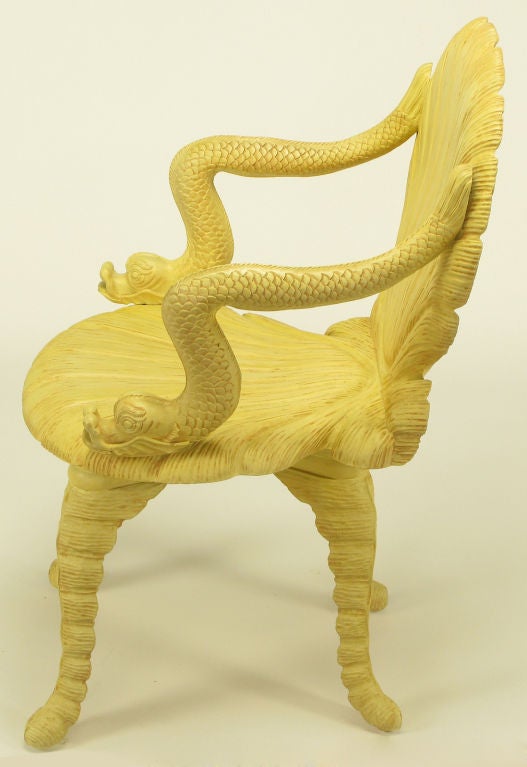Philippine Maitland Smith Venetian Grotto Chair With Dolphin Arms