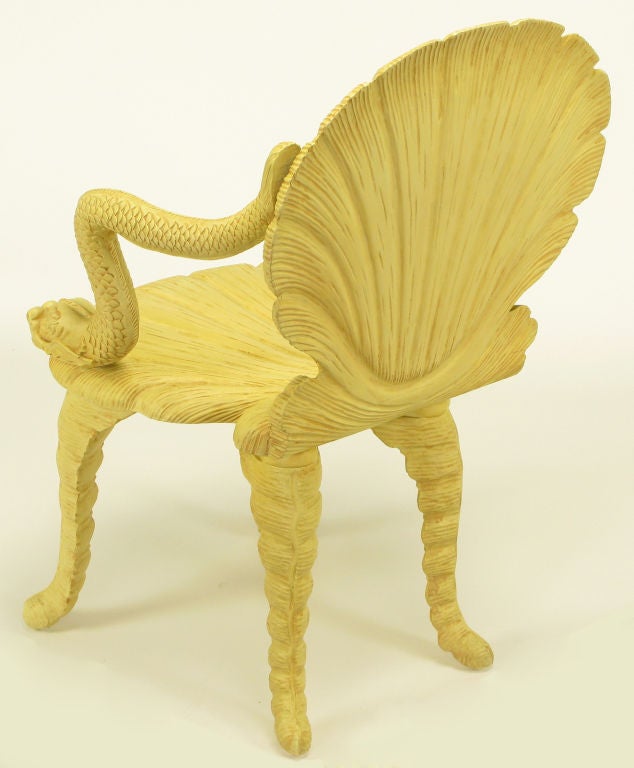 Late 20th Century Maitland Smith Venetian Grotto Chair With Dolphin Arms