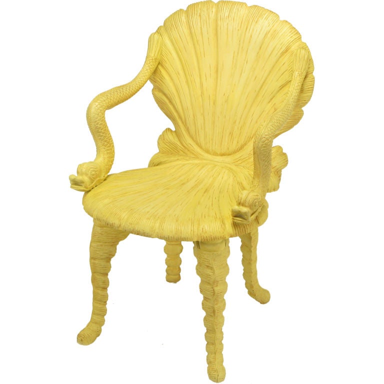 Maitland Smith Venetian Grotto Chair With Dolphin Arms
