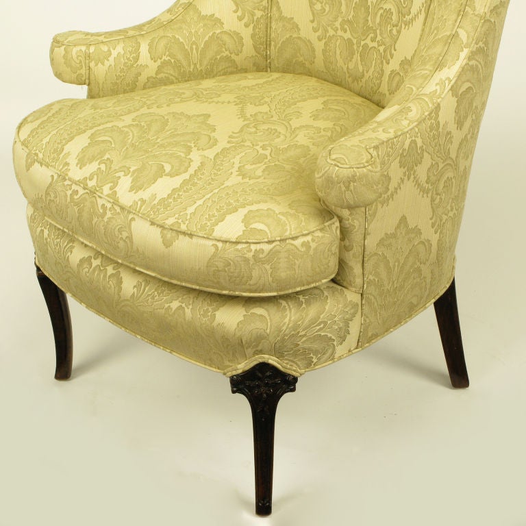Regency Wingback Chair In Silk & Linen Damask Upholstery 1