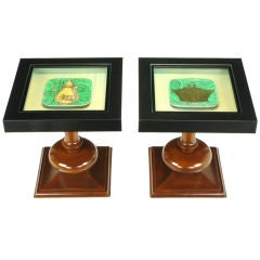 Pair Unusual Fornasetti Stoviglie Side Tables