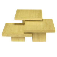 Three Minimalist Custom Designed Travertine Tables