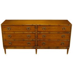 Walnut Double Chest With Bamboo Relief Front & Drop Ring Pulls