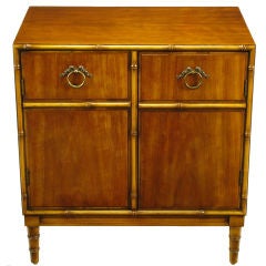 Walnut Petite Cabinet With Bamboo Relief Front & Drop Ring Pulls
