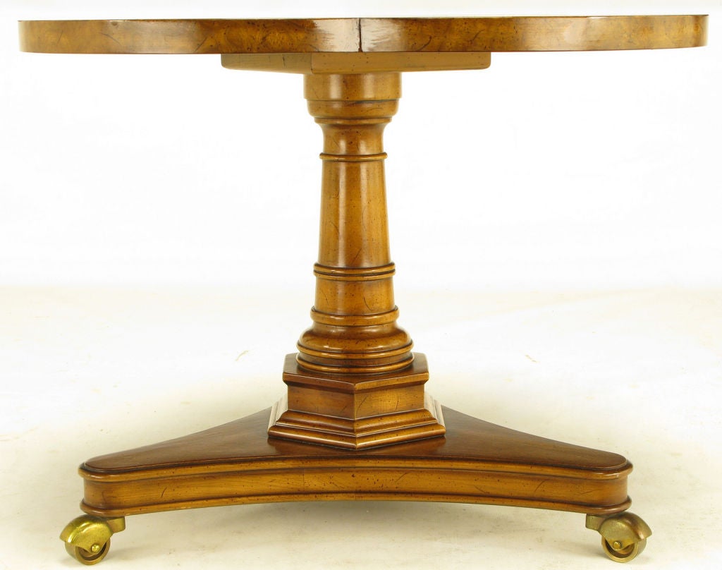 Pair Weiman Trefoil Walnut & Burl Pedestal Side Tables 3
