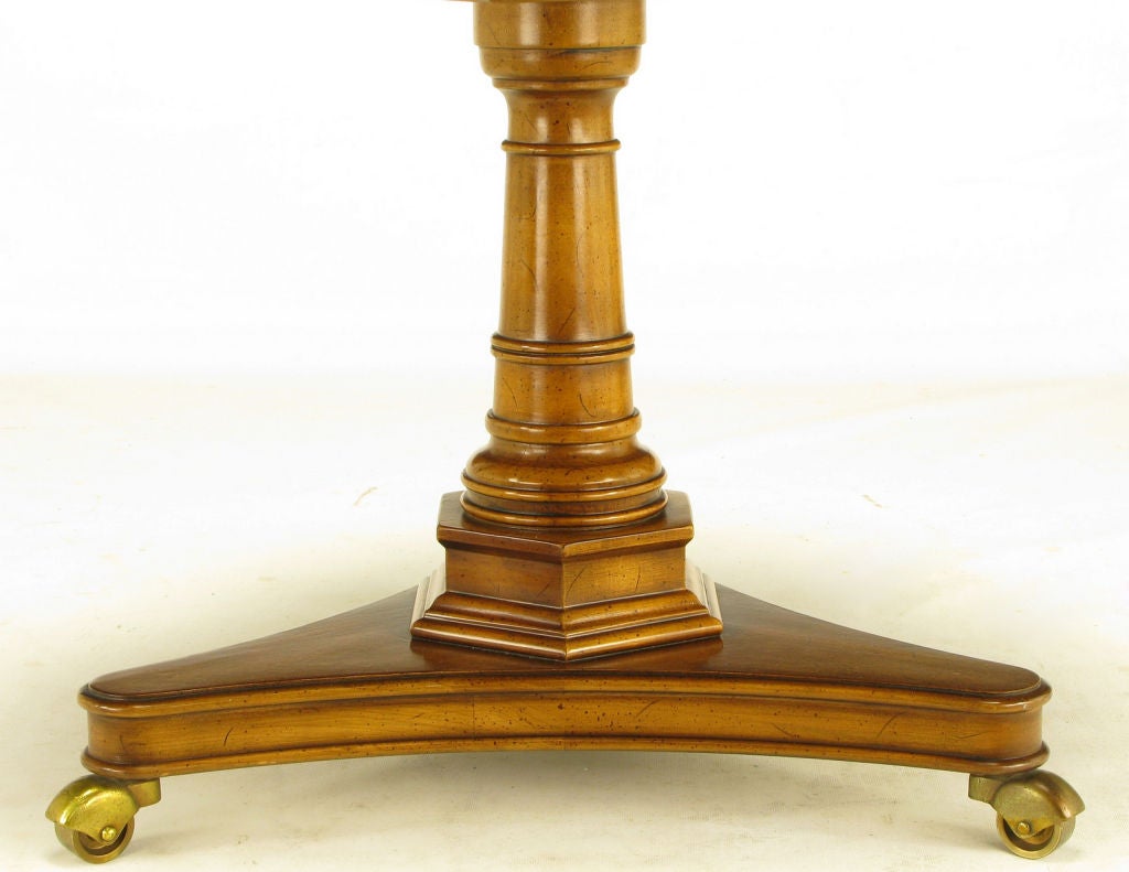 Pair Weiman Trefoil Walnut & Burl Pedestal Side Tables 4