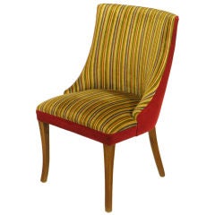 Striped & Red Velvet Regency Barrel Back Chair