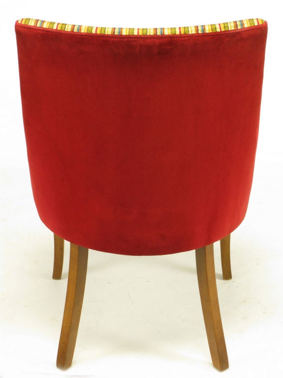 Striped & Red Velvet Regency Barrel Back Chair 1