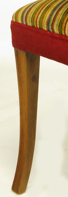 Striped & Red Velvet Regency Barrel Back Chair 3