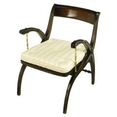 Mahogany & Brass Open Back Arm Chair