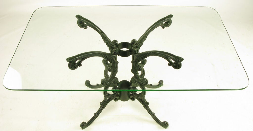 Mid-20th Century 1940s Molla Cast Aluminum Dining Table With Glass Top