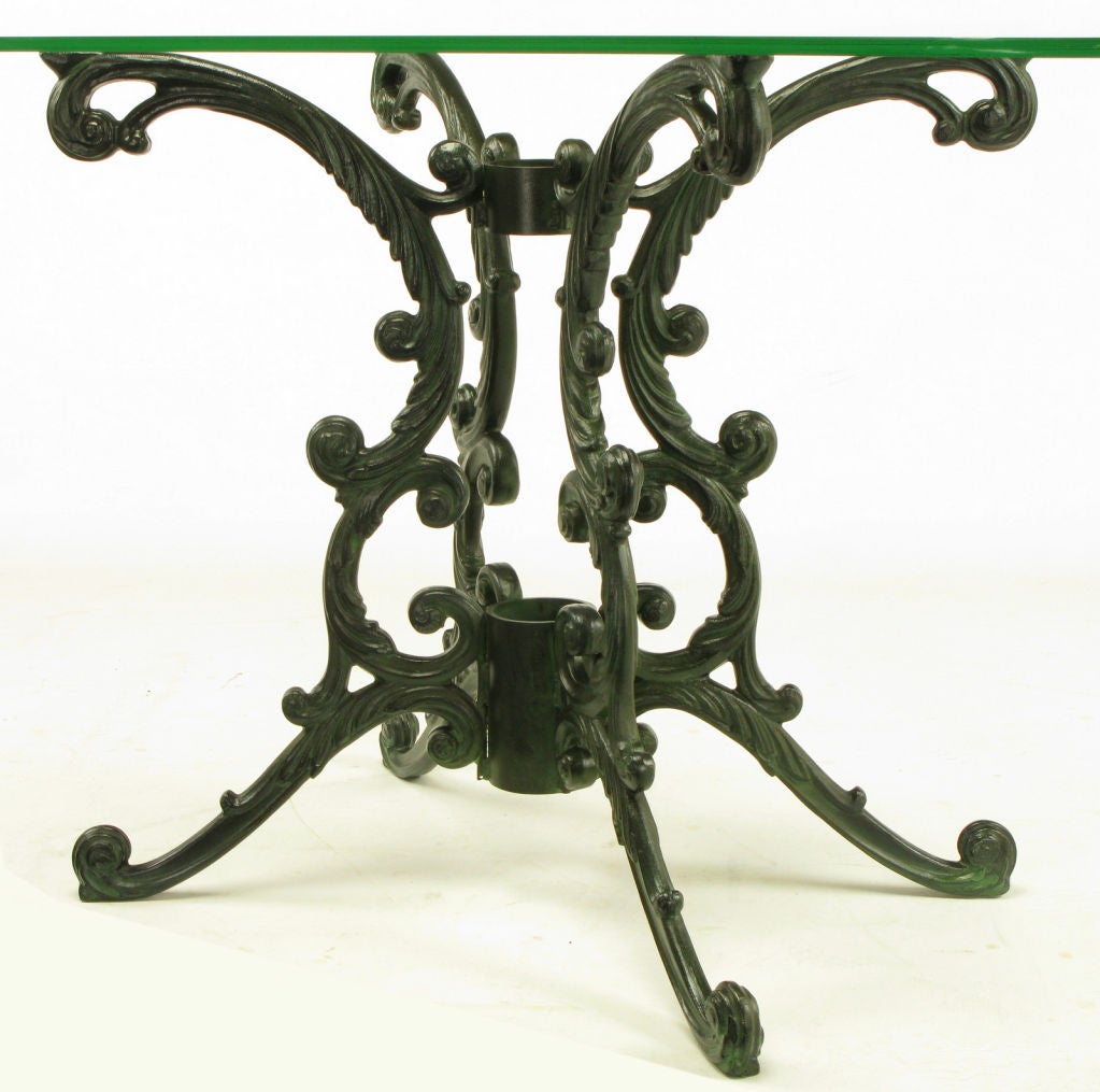 1940s Molla Cast Aluminum Dining Table With Glass Top 2