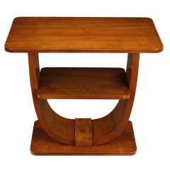 Walnut & Burl Two Tier French Style Art Deco Side Table